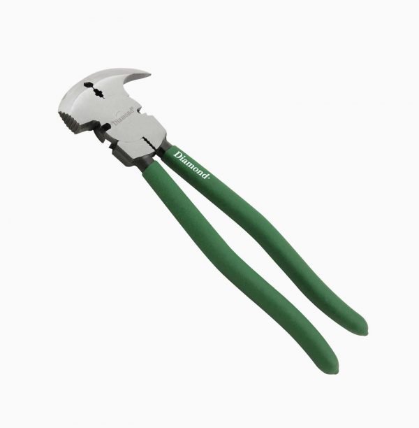 Multi-purpose specialty tool for repairing wire fences. Can be used as wire cutter, hammer and wire stretcher on both wooden and steel fences